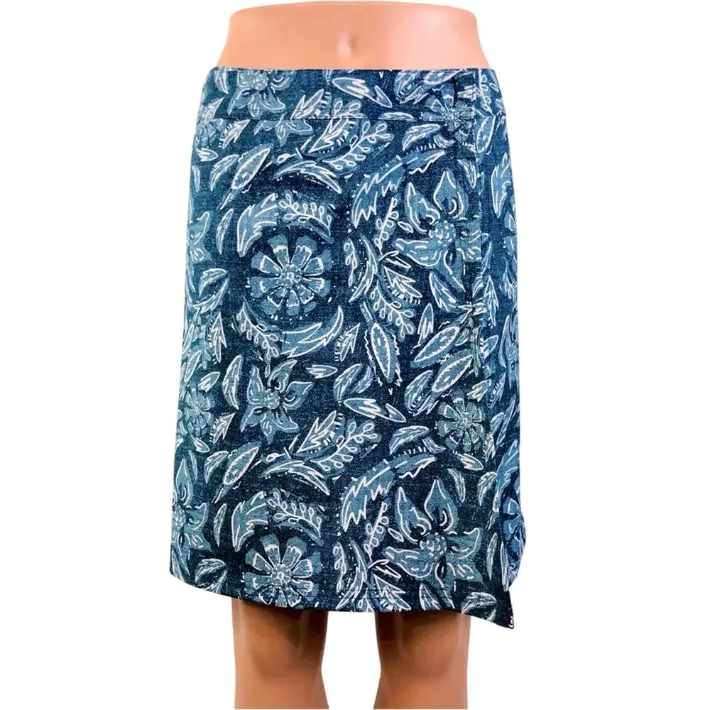 Rip Skirt Blue Rustica Denim Print Adjustable Wrap Waist Lightweight Comfort - Picture 15 of 16